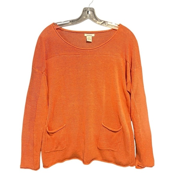 Sundance Sweaters - SUNDANCE Linen Pullover Sweater Loose Fit Oversized Orange Womens Large